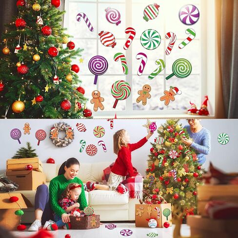 60 Pieces Peppermint Cutouts Christmas Candyland Wall Decor Floor Decal Stickers Colorful Gingerbread Candies Round Lollipop Candy Cane Cutout for Xmas Candy Party Decor Classroom Bulletin Board Decor in Saudi Arabia