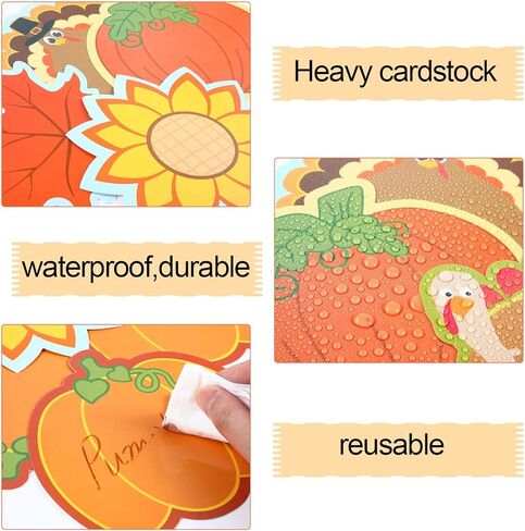 45 Pieces Thanksgiving Cutouts Fall Classroom Decoration, Fall Mix Colorful Cutouts Turkey Pumpkin Maple Leaves Acorn Corn Sunflower Cutouts with 100 Piece Adhesive Glue Point Dots Fall Theme Name Tag in Kuwait