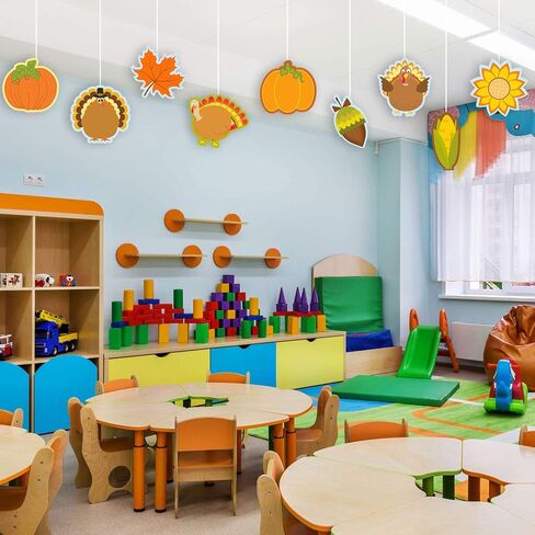 45 Pieces Thanksgiving Cutouts Fall Classroom Decoration, Fall Mix Colorful Cutouts Turkey Pumpkin Maple Leaves Acorn Corn Sunflower Cutouts with 100 Piece Adhesive Glue Point Dots Fall Theme Name Tag in Kuwait