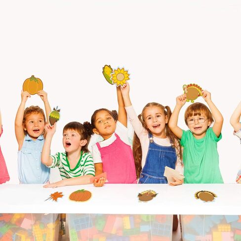 45 Pieces Thanksgiving Cutouts Fall Classroom Decoration, Fall Mix Colorful Cutouts Turkey Pumpkin Maple Leaves Acorn Corn Sunflower Cutouts with 100 Piece Adhesive Glue Point Dots Fall Theme Name Tag in Kuwait