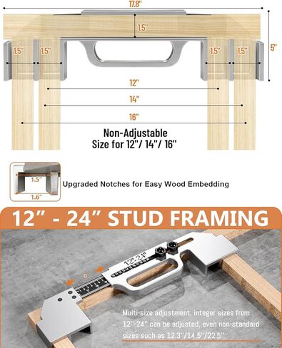 أداة تأطير الكل في 1، أداة تخطيط مسمار تأطير قابلة للتعديل بحجم 12-24 بوصة، أداة تأطير دقيقة على الحائط، أداة قياس دقيقة لتأطير الجدران أو الأسقف أو الأرضيات أو السلالم in Kuwait