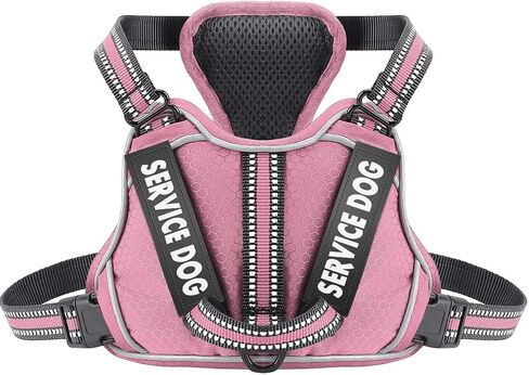 voopet Service Dog Harness, Easy On and Off Over Head Dog Vest Harness Fasten Quickly, Breathable and 3M Reflective Adjustable Pet Halters with Easy Control Handle for Small Medium Large Dogs in Saudi Arabia