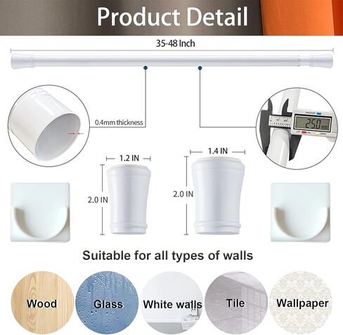 قضبان ستائر Niviy للنافذة 32-136 بوصة إلى قضبان ستائر التعتيم، قضبان ستائر تعتيم الغرفة، قضبان ستائر زنبركية، قضبان ستائر قابلة للتوسيع، أبيض، 3 أقواس in Kuwait