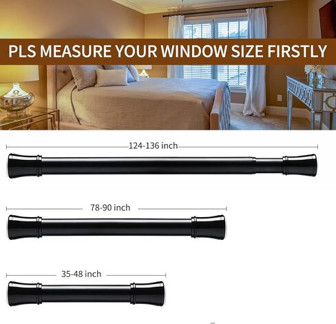 قضبان ستائر Niviy للنافذة 32-136 بوصة إلى قضبان ستائر التعتيم، قضبان ستائر تعتيم الغرفة، قضبان ستائر زنبركية، قضبان ستائر قابلة للتوسيع، أبيض، 3 أقواس in Kuwait