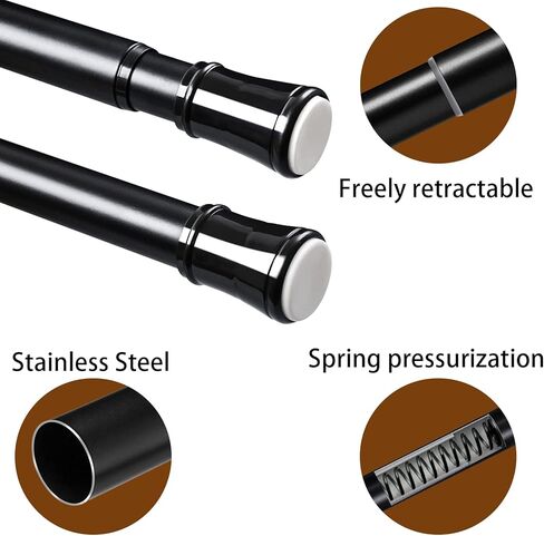 قضبان ستائر Niviy للنافذة 32-136 بوصة إلى قضبان ستائر التعتيم، قضبان ستائر تعتيم الغرفة، قضبان ستائر زنبركية، قضبان ستائر قابلة للتوسيع، أبيض، 3 أقواس in Kuwait