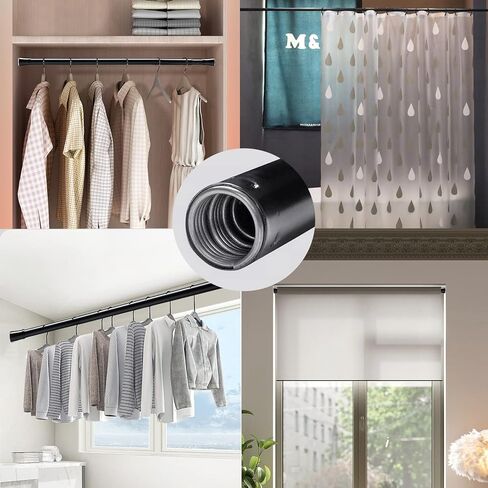 قضبان ستائر Niviy للنافذة 32-136 بوصة إلى قضبان ستائر التعتيم، قضبان ستائر تعتيم الغرفة، قضبان ستائر زنبركية، قضبان ستائر قابلة للتوسيع، أبيض، 3 أقواس in Kuwait