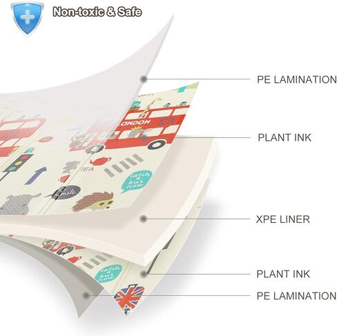 سجادة لعب للأطفال مقاس 78 بوصة × 70 بوصة، سجادة لعب إسفنجية، سجادة لعب غير سامة قابلة للطي ومقاومة للماء للأطفال الصغار والرضع in Kuwait