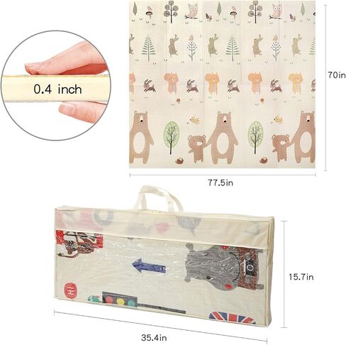 سجادة لعب للأطفال مقاس 78 بوصة × 70 بوصة، سجادة لعب إسفنجية، سجادة لعب غير سامة قابلة للطي ومقاومة للماء للأطفال الصغار والرضع in Kuwait