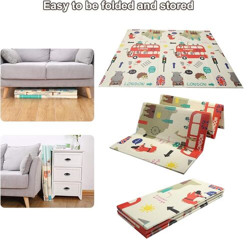 سجادة لعب للأطفال مقاس 78 بوصة × 70 بوصة، سجادة لعب إسفنجية، سجادة لعب غير سامة قابلة للطي ومقاومة للماء للأطفال الصغار والرضع in Kuwait