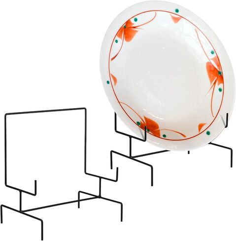 Blulu 2 Pcs 11 Inch Deep Bowl Display Stand Black Metal Plate Holders for Display Decorative Picture Holder Stand Picture Frame Easel Stand Tabletop Art Dish Display Stand for Bowl Platters Cookbooks in Saudi Arabia