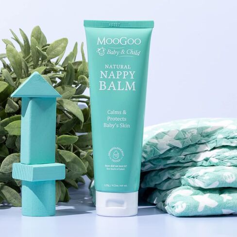MooGoo Nappy Balm - A naturally gentle diaper cream for sensitive baby skin - Soothing cream with shea butter, zinc & jojoba oil - Barrier cream to soothe & help prevent irritation in Kuwait