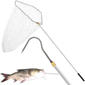 Cagaloi 71-Inch Extended Telescopic Hook Rod Fishing Gaff Fish Gaff for Flounder Gig, Fish Spear, Fishing Net, Fishing Pole Set - Must-Have Fishing Gear in Kuwait