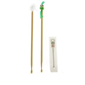 Ear Cleaning Removal Value Kit - 1X Silver Plated Ear Wax Pick + 2X Handmade Bamboo Ear Wax Picks, Set of 3 in Saudi Arabia