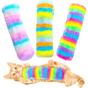لعبة NAAJI Cat القطيفة، ألعاب القطط، لعب القطط، وسائد القطط، وسادة قطيفة للقطط، 3 عبوات وسادة مخططة مع ورق صوت، ألعاب النعناع البري للقطط، ألعاب تفاعلية للقطط، ألعاب القطط الصغيرة، الجرو in Kuwait