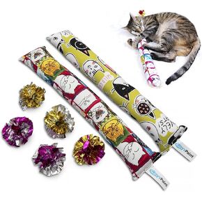 واي في بوينت لعبة عصا ركل للقطط مع النعناع البري مقاس 15 انش - عبوة من قطعتين (مقاس L) - خامة قماشية متينة - قطن غير قابل للازالة والنعناع البري - بدون حشوات - كاملة مع 5 كرات مجعدة in Kuwait