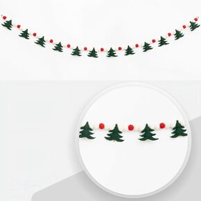 Thefestiveshop Christmas Tree Garland for Indoor Outdoor Christmas Decorations, Ideal Christmas Tree Garland with red and White Felt Balls for Tree Decorations in Saudi Arabia