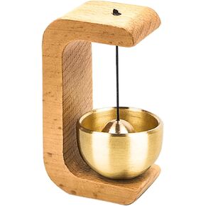 Golden Decorative Shopkeepers Bell for Door Opening - Magnetic Wood Doorbell with Brass Bell, Ideal Entrance Hanging Chime for Wall, Store, Wardrobe, Fridge and Shop Decoration in Kuwait