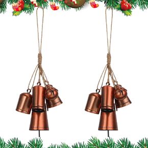 Lukmaa 2 حزمة أجراس البقرة عيد الميلاد مجموعة من 5 أجراس النحاس خمر للديكور ريفي عيد الميلاد شنقا أجراس العنقودية الزخرفية الذهب البقرة الجرس على حبل أجراس محظوظ للحرف مقبض الباب جدار شجرة عيد الميلاد in Kuwait