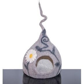 سرير كهف للقطط من اللباد - سرير مصنوع يدويًا من صوف ميرينو بنسبة 100% للقطط والقطط الصغيرة، كهف قطط صديق للبيئة (رمادي داكن) كاكون in Kuwait