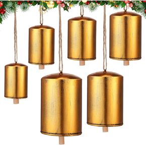 Lukmaa Set of 6 Giant Harmony Cow Bells Rustic Metal Hanging Bells Vintage Handmade Hanging Bell Cow Bells with Jute Hanging Rope Alloy Xmas Garden Bells Retro Metal Bells Wind Chimes in Kuwait