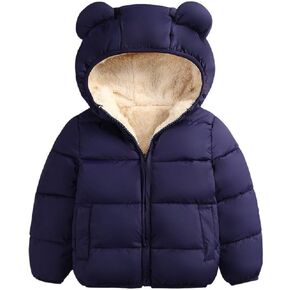 Winter Infant Kids Baby Girls Boys Hooded Snowwear with Bear Ears Toddler Outerwear Lining Coat Warm Jacket