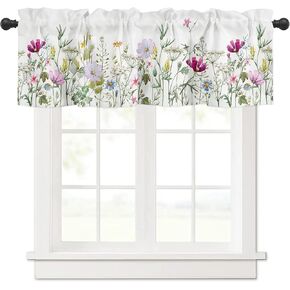 Sea Turtle Valance,Kitchen Rod Pocket Curtain Octopus Short Curtains Nautical Anchor Starfish Privacy Drapes,Ocean Blue Splicing Plaid Light Filter Window Topper Treatment Living Room Bedroom 54x18in in Kuwait