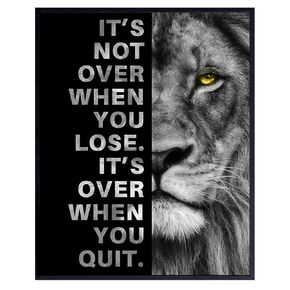 Office Wall Art For Men 11x14 - Inspirational Wall Decor - Motivational quote - positive affirmation Wall Art - Gym Motivation Poster - Man cave Wall Decorations - Lion Wall Decor - LARGE Unframed