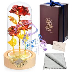 Blue Rose Gift for Her, Women Romantic Valentine Gifts for Wife Led Galaxy Rose in Glass Dome,Three Flowers in Glass Dome with Music, Anniversary Birthday Gifts Valentines Day for Her(Blue) in Saudi Arabia
