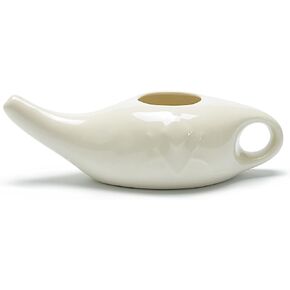 Ceramic Neti Pot for Nasal Sinus Cleansing Wash Irrigation Relief - Microwave and Dishwasher Safe - Petite