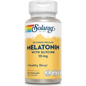SOLARAY Melatonin 10 mg with Glycine, Extended Release, Healthy Sleep Cycle & Calming Relaxation Support, 100 VegCaps in Kuwait