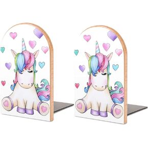 NFGSE ملون ماجيك يونيكورن خشبي غير قابل للانزلاق ينتهي كتاب ديكور منزلي زوج واحد/2 قطعة نهايات كتاب تدعم كتب المكتبة والأفلام وأقراص DVD والمجلات وألعاب الفيديو in Kuwait