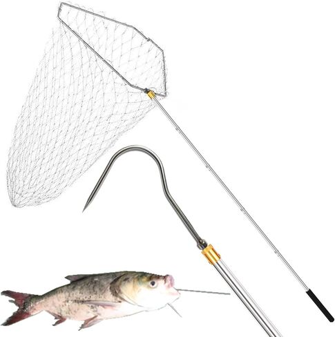 Cagaloi 71-Inch Extended Telescopic Hook Rod Fishing Gaff Fish Gaff for Flounder Gig, Fish Spear, Fishing Net, Fishing Pole Set - Must-Have Fishing Gear in Kuwait