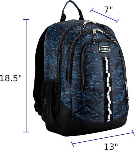 FUEL Large Multipocket Unisex Backpack with Water Resistant Bottom for Class, Travel, and Outdoors - Red Camouflage in Kuwait