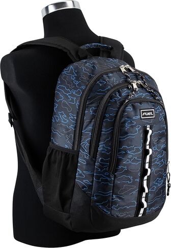 FUEL Large Multipocket Unisex Backpack with Water Resistant Bottom for Class, Travel, and Outdoors - Red Camouflage in Kuwait