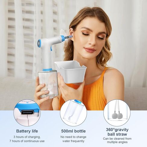 Ear Wax Removal, JOKARWAY Ear Cleaner, Ear Wax Removal Tool with 5 Lights, 4 Pressure Modes Ear Washer, Ear Irrigation Flushing System for Humans Kids 9+1 Ear Tips in Saudi Arabia