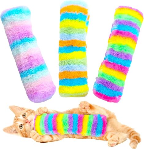 لعبة NAAJI Cat القطيفة، ألعاب القطط، لعب القطط، وسائد القطط، وسادة قطيفة للقطط، 3 عبوات وسادة مخططة مع ورق صوت، ألعاب النعناع البري للقطط، ألعاب تفاعلية للقطط، ألعاب القطط الصغيرة، الجرو in Kuwait