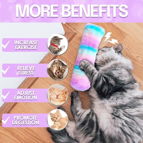 لعبة NAAJI Cat القطيفة، ألعاب القطط، لعب القطط، وسائد القطط، وسادة قطيفة للقطط، 3 عبوات وسادة مخططة مع ورق صوت، ألعاب النعناع البري للقطط، ألعاب تفاعلية للقطط، ألعاب القطط الصغيرة، الجرو in Kuwait