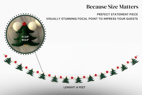 Thefestiveshop Christmas Tree Garland for Indoor Outdoor Christmas Decorations, Ideal Christmas Tree Garland with red and White Felt Balls for Tree Decorations in Saudi Arabia