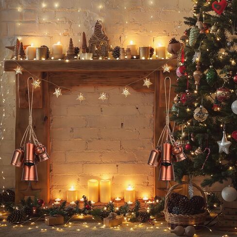 Lukmaa 2 حزمة أجراس البقرة عيد الميلاد مجموعة من 5 أجراس النحاس خمر للديكور ريفي عيد الميلاد شنقا أجراس العنقودية الزخرفية الذهب البقرة الجرس على حبل أجراس محظوظ للحرف مقبض الباب جدار شجرة عيد الميلاد in Kuwait