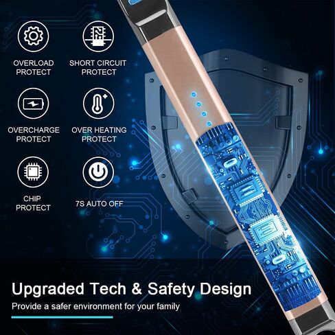 ولاعة ARECTECH ولاعة كهربائية، ولاعة شموع قابلة لإعادة الشحن، ولاعة USB طويلة للشموع، والطبخ، والتخييم، وحفلات الشواء، والألعاب النارية، بلون الشمبانيا الذهبي in Kuwait