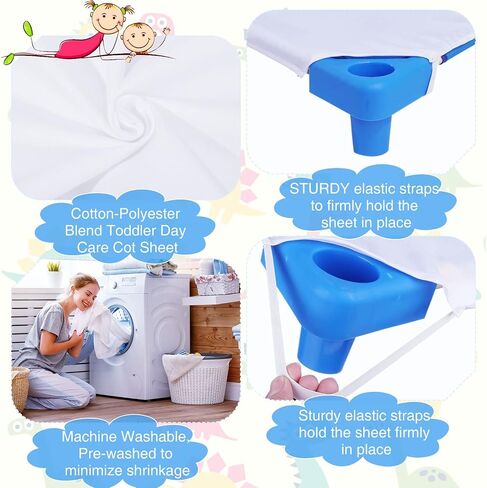Mixweer 50 Pcs Natural Pure Cotton Daycare Cot Sheets, Breathable Fabric White Cot Bed Sheets Standard Daycare, Toddler and Preschool Fold Fitted Sheets for Boys and Girls, 51.18'' W x 23.62'' L in Saudi Arabia