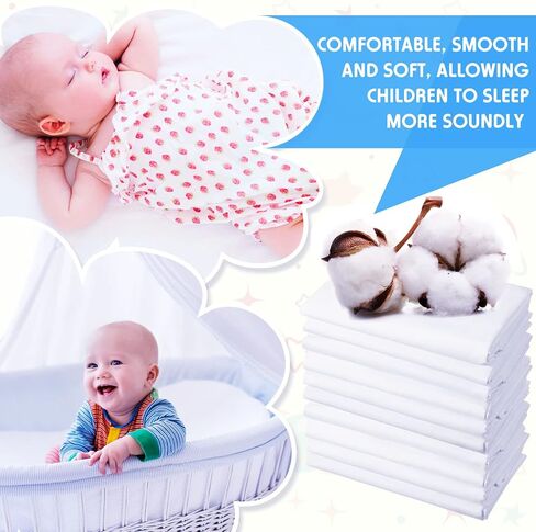 Mixweer 50 Pcs Natural Pure Cotton Daycare Cot Sheets, Breathable Fabric White Cot Bed Sheets Standard Daycare, Toddler and Preschool Fold Fitted Sheets for Boys and Girls, 51.18'' W x 23.62'' L in Saudi Arabia