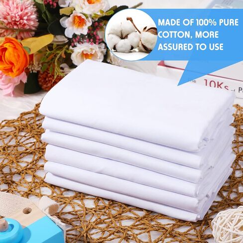 Mixweer 50 Pcs Natural Pure Cotton Daycare Cot Sheets, Breathable Fabric White Cot Bed Sheets Standard Daycare, Toddler and Preschool Fold Fitted Sheets for Boys and Girls, 51.18'' W x 23.62'' L in Saudi Arabia