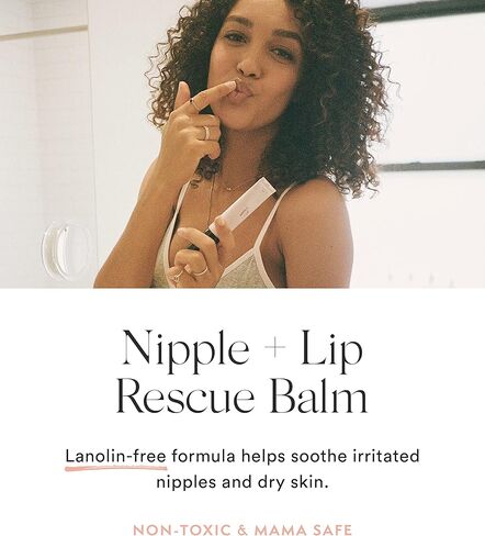 HATCH Nipple + Lip Rescue Balm - 1oz Lanolin Free Nipple Cream - Natural Nipple Care for Breastfeeding - Hydrating Nipple Balm - Mama Safe Breastfeeding Essentials in Saudi Arabia