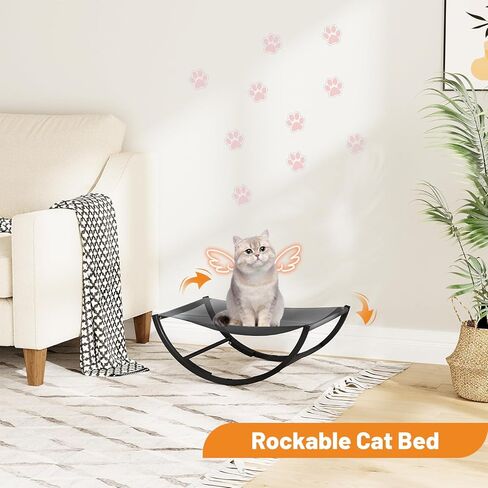 سرير سنوغهوم للقطط، أرجوحة هزازة للقطط، سرير صغير للحيوانات الأليفة قابل للتنفس مع قماش قابل للإزالة والغسل، مناسب للحيوانات الأليفة التي يصل وزنها إلى 28 رطلاً - يتضمن قطعتين من القماش in Kuwait