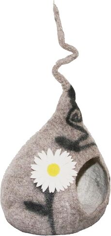 سرير كهف للقطط من اللباد - سرير مصنوع يدويًا من صوف ميرينو بنسبة 100% للقطط والقطط الصغيرة، كهف قطط صديق للبيئة (رمادي داكن) كاكون in Kuwait