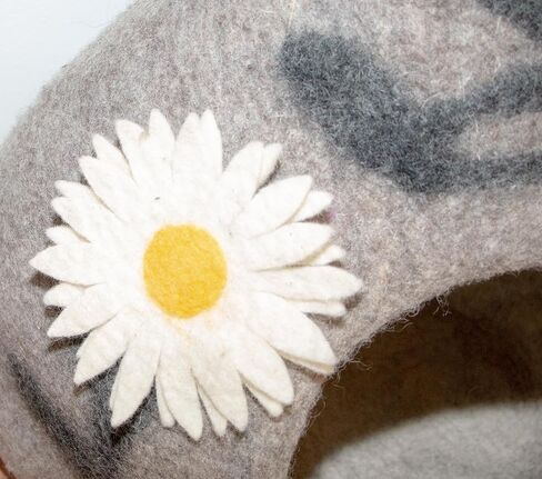 سرير كهف للقطط من اللباد - سرير مصنوع يدويًا من صوف ميرينو بنسبة 100% للقطط والقطط الصغيرة، كهف قطط صديق للبيئة (رمادي داكن) كاكون in Kuwait