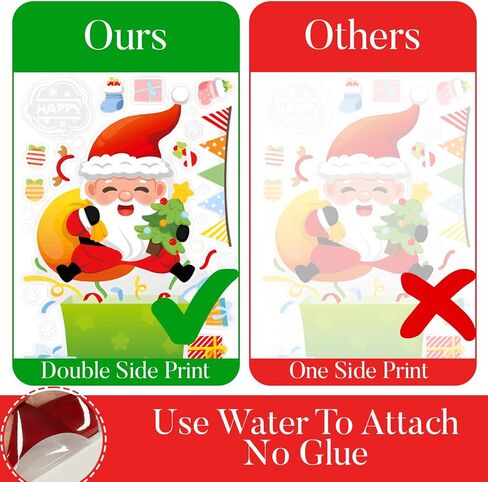 ملصقات نافذة عيد الميلاد من Dan River 10 أوراق 285 قطعة، ملصقات عيد الميلاد مزدوجة الجوانب، شارات النوافذ للنوافذ الزجاجية، أفلام نافذة ديكور عيد الميلاد ذاتية اللصق قابلة لإعادة الاستخدام | سانتا كلوز، الرنة، الثلج in Kuwait