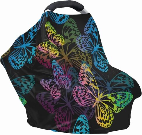 JOAIFO Colorful Butterfly Print Durable Car Seat Canopies for Infant Girls,Soft Multi Nursing Cover Breastfeeding Cover Mom Scarf,Great Gift in Saudi Arabia