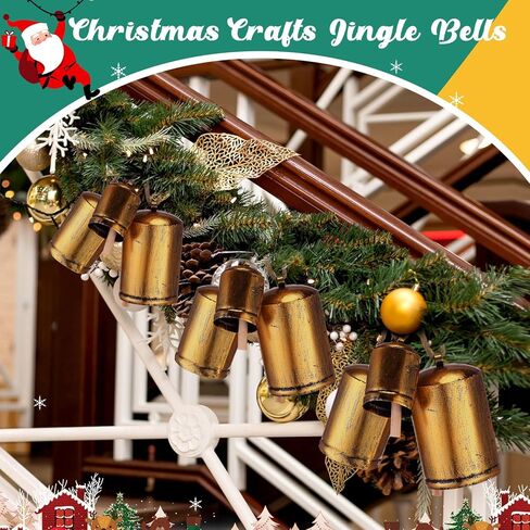 Lukmaa Set of 6 Giant Harmony Cow Bells Rustic Metal Hanging Bells Vintage Handmade Hanging Bell Cow Bells with Jute Hanging Rope Alloy Xmas Garden Bells Retro Metal Bells Wind Chimes in Kuwait